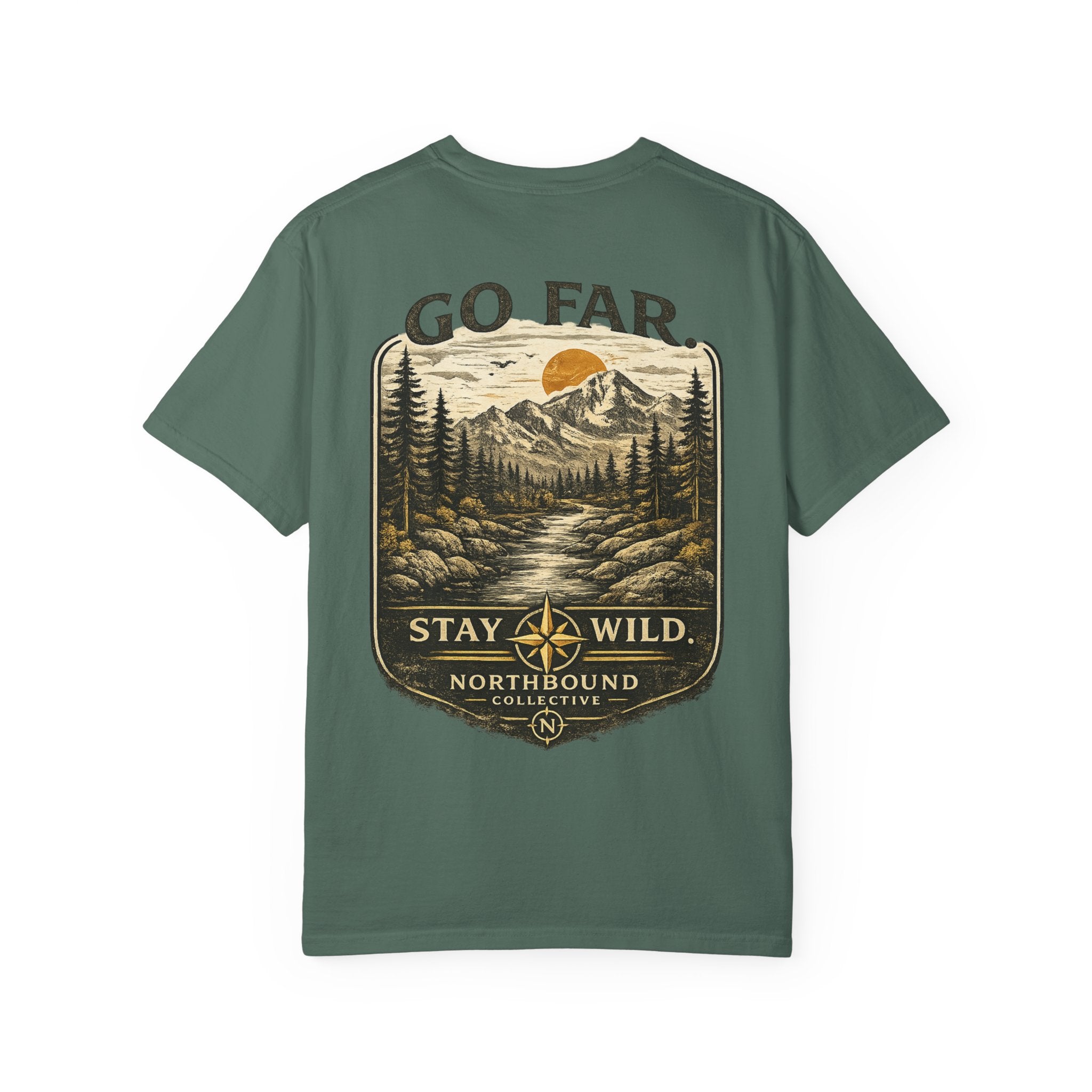 Go Far. Stay Wild.™ | Vintage Compass Comfort Colors® Tee